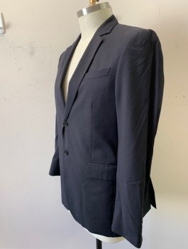 BURBERRY, Black, Wool, Solid, Single Breasted, Notched Lapel, 2 Buttons, 3 Pockets