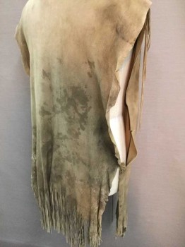 N/L, Tan Brown, Leather, Solid, Not Really Tan, Aged/Distressed,  Stone Color, Long Fringe Trim,
