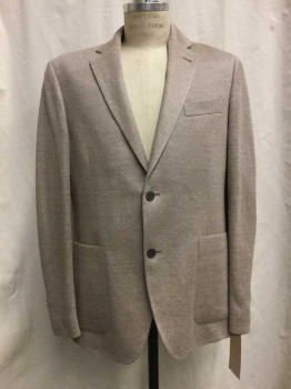 NORDSTROM, Lt Brown, Linen, Heathered, Heather Lt Brown, Notched Lapel, 2 Buttons,  3 Pockets,