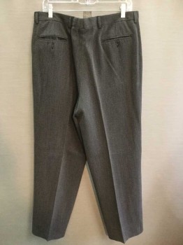 Mens, Suit, Pants, 1890s-1910s, NO LABEL, Brown, Tan Brown, Wool, Heathered, 29, 36, Zip Fly, Welt Pockets, Interior Suspender Buttons, Belt Loops,
