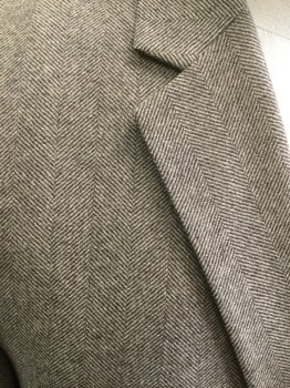 MICHAEL KORS, Tan Brown, Brown, Wool, Cashmere, Herringbone, Single Breasted, 2 Buttons,  Notched Lapel, 3 Pockets,