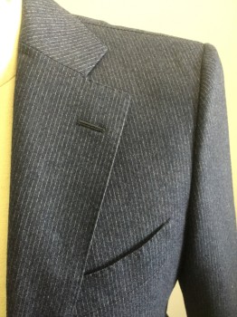 VITALE BARBERIS CANO, Blue, White, Wool, Stripes - Pin, Single Breasted, 2 Buttons,  Notched Lapel,