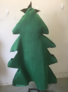 Unisex, Walkabout, N/L, Green, Red, Silver, Gold, Foam, Polyester, Holiday, O/S, Christmas Tree, Red and Silver Shiny Ornaments and Tinsel, Gold Star at Top, Open Face, Armholes at Sides