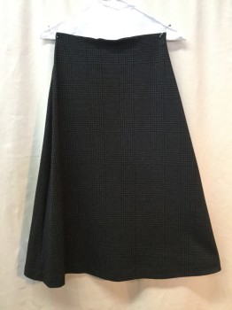 UNIQLO, Black, Gray, Poly/Cotton, Rayon, Plaid, Jersey Knit a Line Skirt with Glen Plaid Pattern, Elasticated Waist