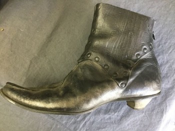 Womens, Sci-Fi/Fantasy Boots , CYDWOQ, Pewter Gray, Leather, 8, Center Back Zipper, Studs, Ankle,