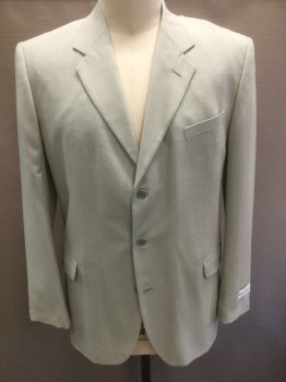 MARIO ROSSI, Dove Gray, Wool, Solid, Single Breasted, Notched Lapel, 3 Buttons, 3 Pockets, 1990s