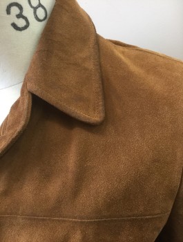 N/L, Caramel Brown, Suede, Solid, 3 Buttons, Notched Collar, 2 Flap Pockets at Hips, Caramel Lining