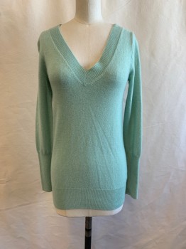 Womens, Pullover, J, CREW, Mint Green, Cashmere, XS, V-neck, Pullover, Long Sleeves