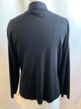 Womens, Sweater, MISOOK, Black, Acrylic, Solid, L, Open Front, Long Sleeves, Cardigan, Collar Attached,