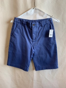 Childrens, Shorts, BROOKS BROTHERS, Periwinkle Blue, Cotton, Solid, 10, Flat Front, 4 Pockets, Zip Fly, Button Closure, Belt Loops