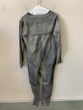 Womens, Jumpsuit, ONE X ONE TEASPOON, Gray, Cotton, Solid, XS, V-N, L/S, Snap Front, 2 Pockets