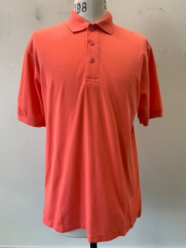 Port Authority, Salmon Pink, Polyester, Cotton, Solid, S/S, C.A., 3 Buttons