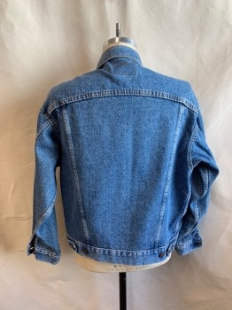 LEVI'S, Denim Blue, Cotton, Solid, Heathered, C.A., Button Front, L/S, 4 Pockets, 2 Button Tabs at Waist