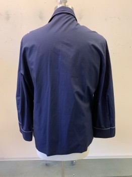 ANTO MTO, Navy Blue, Cotton, Self Pattern, C.A., Button Front, L/S, 1 Chest Pocket