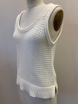 MADEWELL, Off White, Cotton, Polyamide, Solid, Scoop Neck, Crochet,