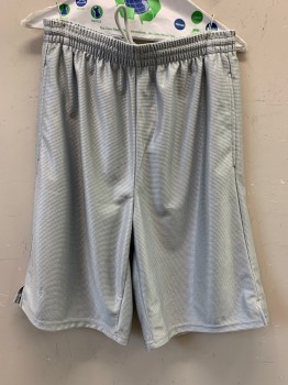 Mens, Shorts, Champs, Silver, Polyester, Solid, W.28+, M, Internal Pull String, 2 Pocket, Lined Inside