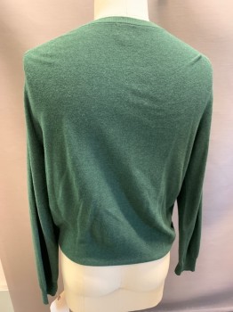 JCREW, Forest Green, Cotton, Solid, L/S, CN, Textured Knit