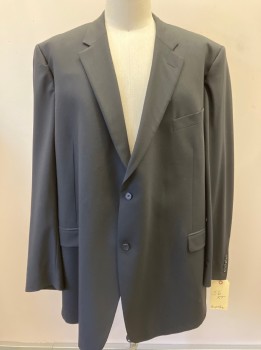 ROCHESTER, Black, Wool, Solid, SB. 2 Btns, Notched Lapel, 2 Flap Pkts. 1 Chest Pkt, Dbl. Vented Back