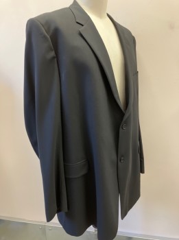 ROCHESTER, Black, Wool, Solid, SB. 2 Btns, Notched Lapel, 2 Flap Pkts. 1 Chest Pkt, Dbl. Vented Back