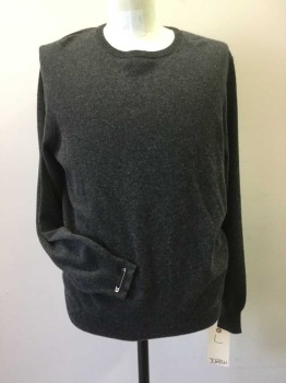 J CREW, Charcoal Gray, Wool, Solid, Crew Neck, Long Sleeves,