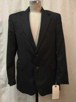 CIRCLE, Charcoal Gray, Wool, Lycra, Solid, Charcoal Gray, Notched Lapel, 2 Buttons,  Western Yolk