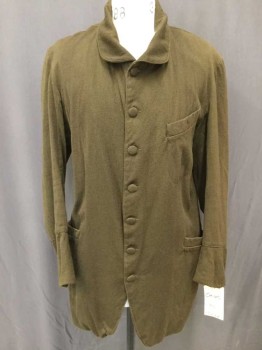 Mens, Historical Fiction Coat, NL, Dk Brown, Wool, Solid, 40, 7 Buttons,  Single Breasted, Cuffed Sleeves, Gabardine,