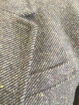 BANANA REPUBLIC, Olive Green, Black, Wool, Speckled, Olive Green with Speckled Red/yellow/etc, Self Black Ribbed, Notched Lapel, 2 Button Front, Pocket Flaps