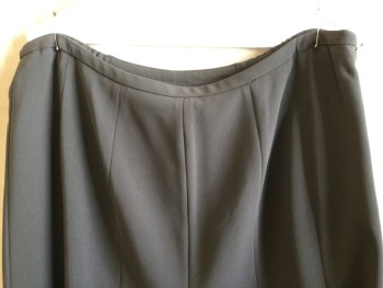 JONES NY, Warm Gray, Acetate, Polyester, Solid, Partial Elastic 1/2" Waistband, Vertical Panels Flair Bottom, Gray Lining