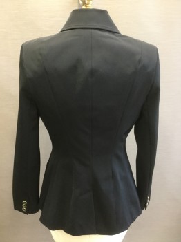 TED BAKER, Black, Polyester, Spandex, Solid, Single Breasted, 2 Buttons,  Notched Lapel, Twill Weave,  2 Pockets, Princess Seams