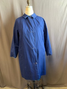 MTO, Blue, Lt Green, Navy Blue, Nylon, Cotton, Floral, Solid, REVERSIBLE, C.A., Button Front, 2 Pockets on Both Sides, Solid Navy Side *Navy Side is Missing 2 Buttons*