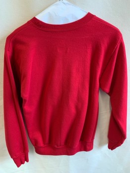 Childrens, Sweater, HANES, Red, Cotton, Holiday, Youth , L, CN, L/S, with  Red Jewels, Green Christmas Tree with Sequins & Decorations