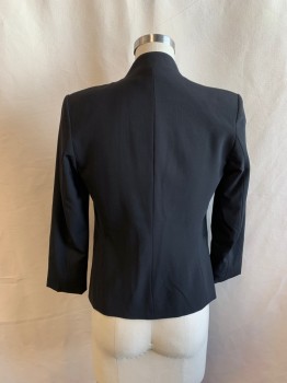 THEORY, Black, Wool, Elastane, Solid, Shawl Lapel, 2 Pockets, Open Front