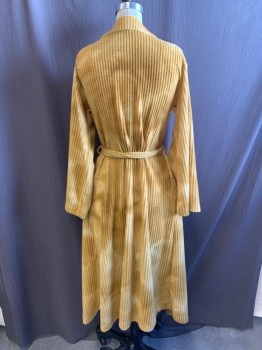 Womens, SPA Robe, NL, Goldenrod Yellow, White, Polyester, Rayon, Tie-dye, S/M, 2 Piece with Matching Belt, Waffled Textured Pattern