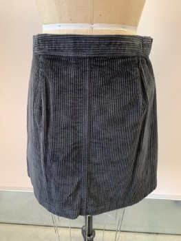 MADEWELL, Black, Cotton, Corduroy, B.F., 2 Patch Pockets, Belted Waist