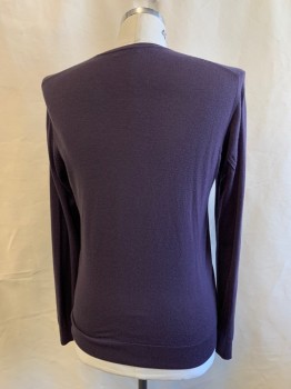 SAKS FIFTH AVE, Dusty Purple, Cashmere, Solid, V-N,