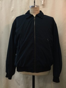 FACONNABLE, Navy Blue, Cotton, Synthetic, Solid, Navy, Zip Front, Collar Attached, 2 Pockets,