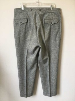 Mens, Suit, Pants, 1890s-1910s, N/L, Gray, Cream, Rose Pink, Wool, Tweed, 28, 37, Flat Front, Button Fly, 4 Pockets,