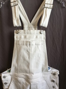 Womens, Overalls, CITIZENS OF HUMANITY, Off White, Cotton, Elastane, Solid, XS, Off White Denim, Silver Buttons,