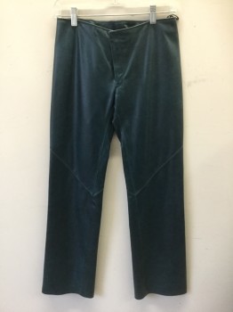 Womens, Leather Pants, N/L, Dk Blue, Leather, Solid, Ins:31, W:30, Low Rise, Zip Front, Straight Leg