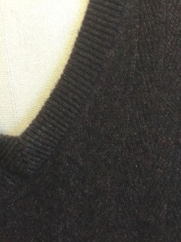 RESERVE/JOS A BANK, Dk Brown, Dk Gray, Dk Purple, Cashmere, Solid, Stripes - Vertical , Dark Purplish Grayish Brown, Self Vertically Striped Knit with Chevron Ridges, Pullover, V-neck