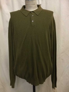 TOSCANO, Moss Green, Cotton, Synthetic, Heathered, Heather Moss, Long Sleeves,