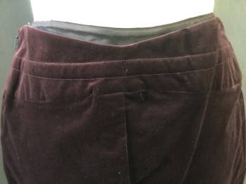 GUCCI, Plum Purple, Cotton, Solid, Low Waist, Side Zip, Straight, Back Slit, Embossed Belt Detail