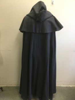 Unisex, Historical Fiction Cape, MTO, Navy Blue, Synthetic, Solid, Size, No , Made To Order, 2 Fur Hooks & Eyes, Hood, 'Coachman's Cape",