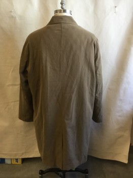 LONDON FOG, Brown, Polyester, Nylon, Solid, Single Breasted, Hidden Placket, Collar Attached, Long Sleeves, 2 Pockets, Zip Detachable Lining