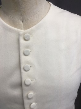 Mens, Historical Fiction Piece 3, N/L MTO, Cream, Wool, Polyester, Solid, 40, Vest, Solid Wool Front, Solid Polyester Satin Back, Button Front, Wool Covered Buttons, 2 Fake Flap Scallopped Pockets, Wool Panel Lace Up Back