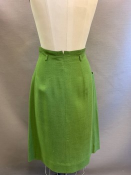 Womens, Skirt, FRELICKS, Green, Cotton, Rayon, H: 34, W: 27, Zip Front, 2 Pockets, Belt Loops *NO Belt