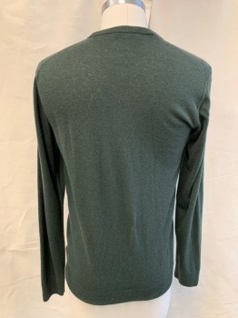 SAKS 5TH AVE, Forest Green, Cashmere, Solid, L/S, CN,