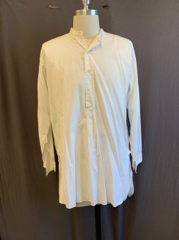 Mens, Shirt 1890s-1910s, MTO, White, Cotton, Solid, 33, 15.5, Band Collar, 1/2 Placket, L/S