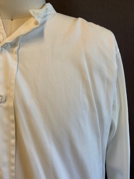 MTO, White, Cotton, Solid, Band Collar, 1/2 Placket, L/S
