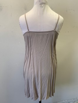 RAQUEL ALLEGRA, Taupe, Rayon, Solid, Slip to Go Under Matching Dress, Spaghetti Straps, Matching Dress Barcode is (CF012752)